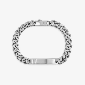 Pulseira Masculina Placa Fosca em Aço - 20 cm Prata