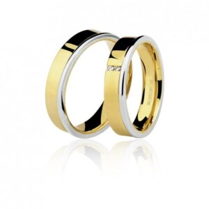 Par de Aliança Ouro 18k com Diamante - Ref. 110-154
